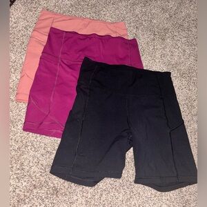 CRZ YOGA Women's Black, Magenta, and Dusty Rose Bike Shorts